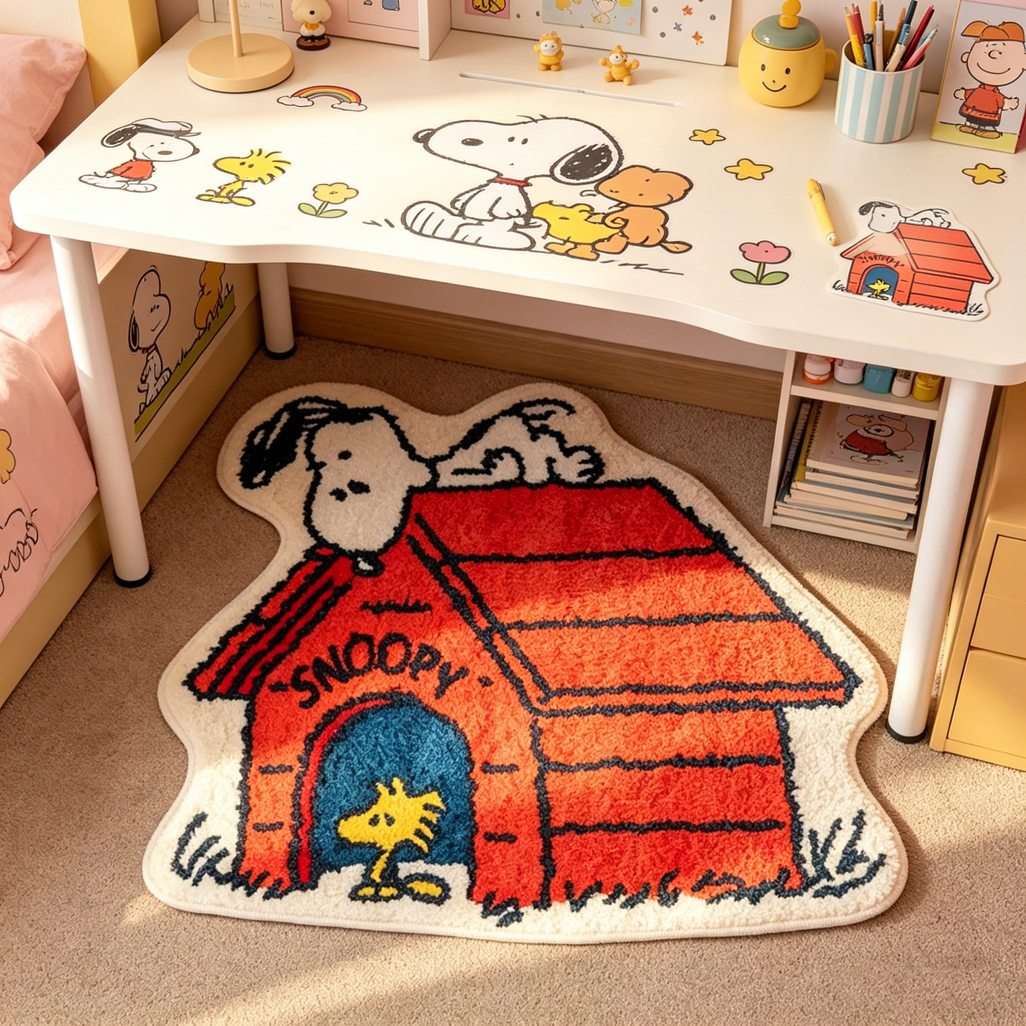 Home Goods Bathroom Decor - Cute Cartoon Snoopy House Shaped Rug