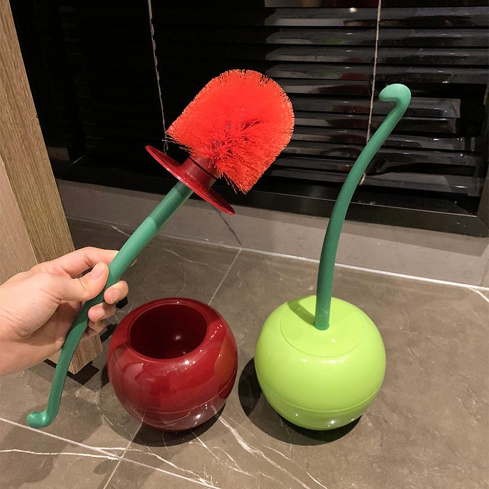 Home Bathroom Cleaning Kit - Toilet Brush Set with Base Cherry