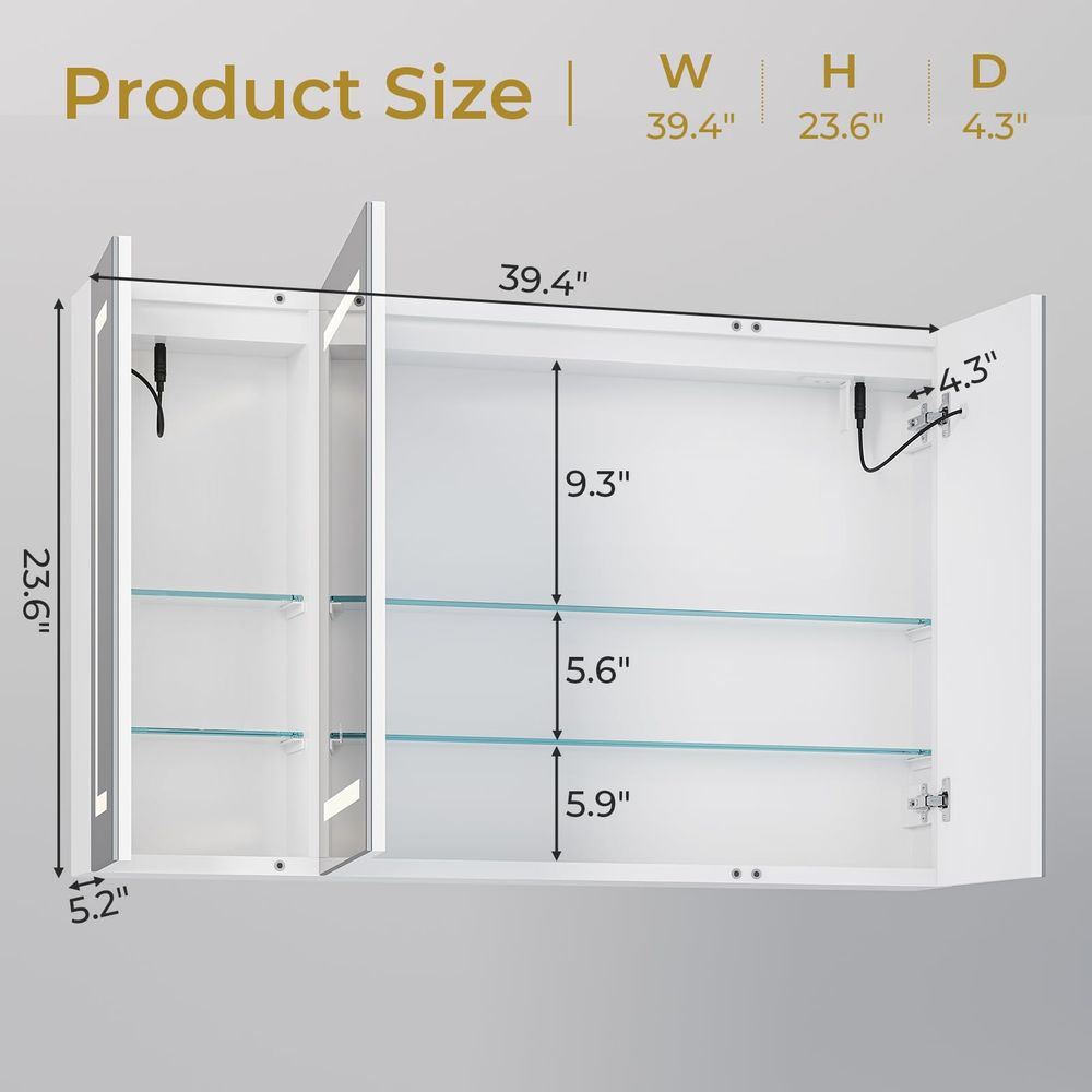 Bathroom Cabinet Mirror - Medicine Cabinet with Mirror and LED