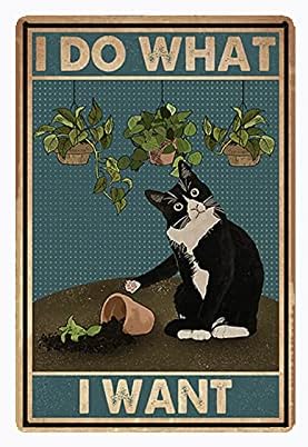 Home Bathroom Quotes - Vintage Metal Sign Cat Poser I