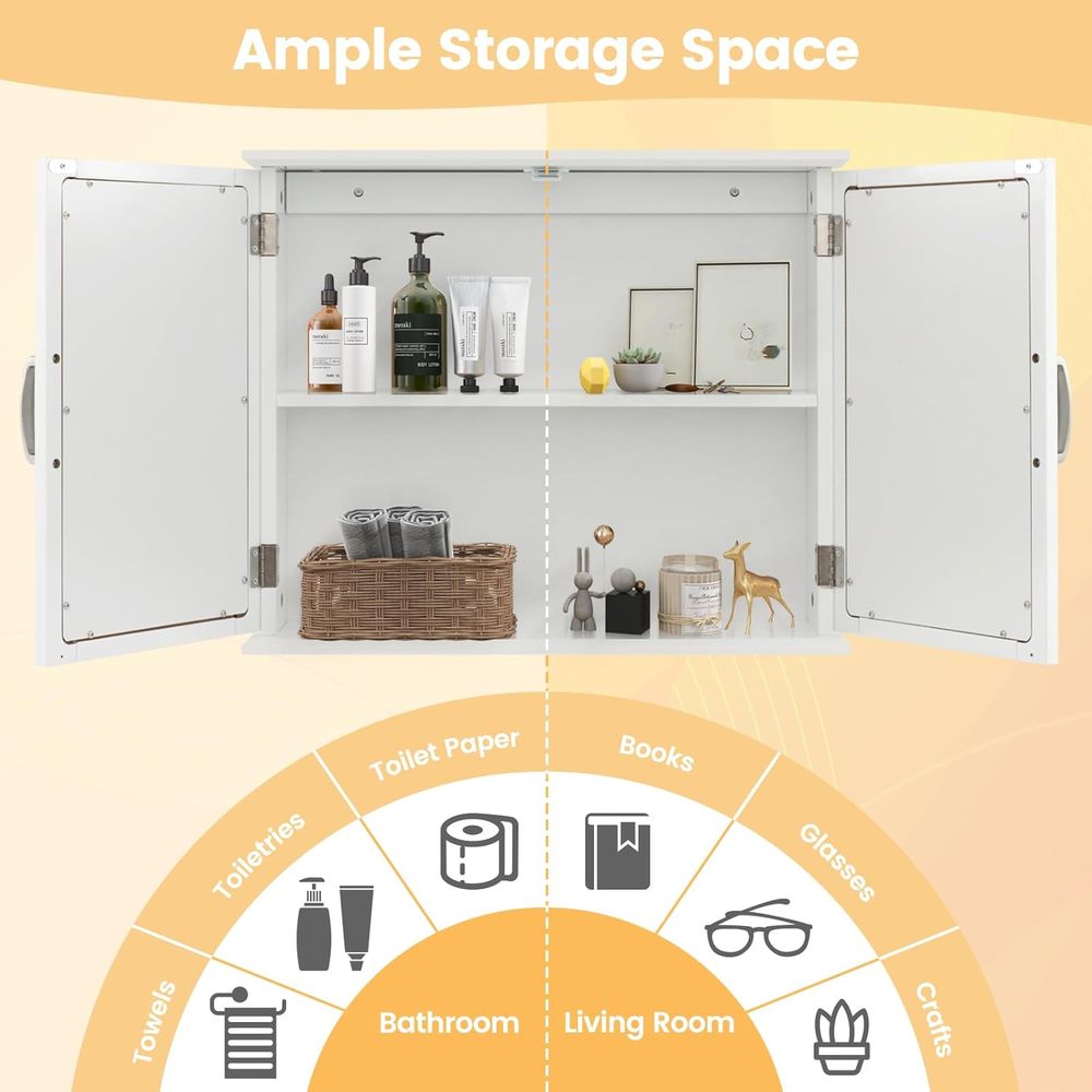 White Wall-Mounted Mirrored St - Bathroom Cabinet Mirror recension och pris