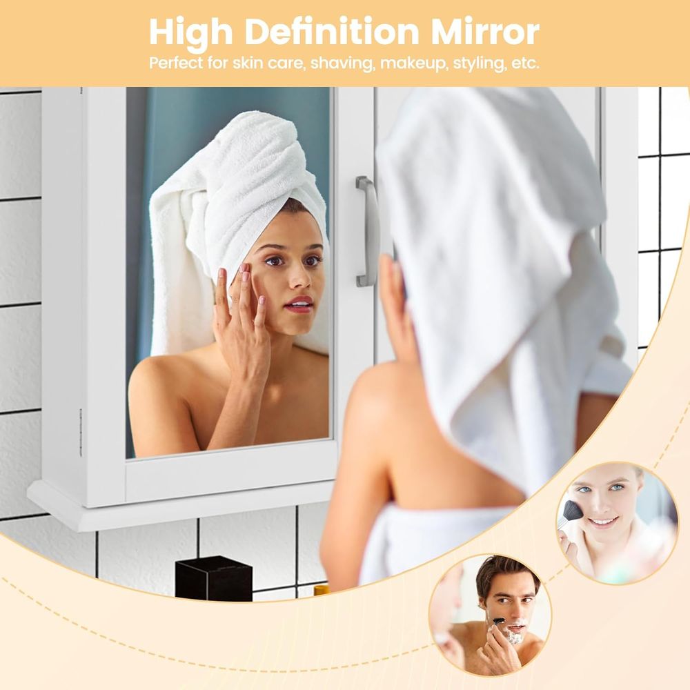 White Wall-Mounted Mirrored St - Bathroom Cabinet Mirror recension och pris