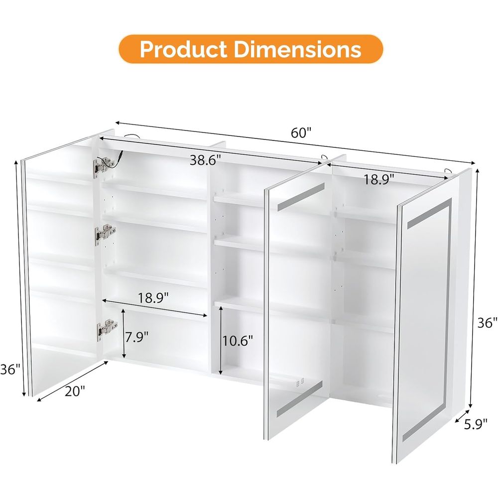 Extra Large 60 x 36 Inch Light - Bathroom Cabinet Mirror recension och pris