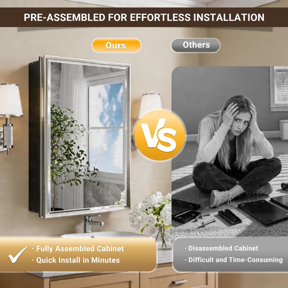 Surface or Recessed Medicine C - Bathroom Cabinet Mirror recension och pris