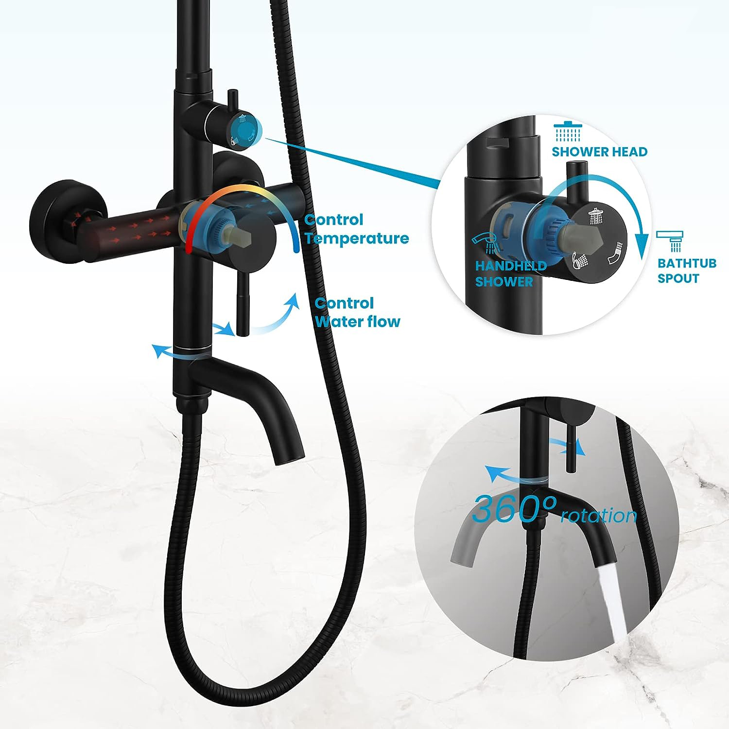 KEMAIDI Shower faucet Set Matt - Home Bathroom Taps recension och pris